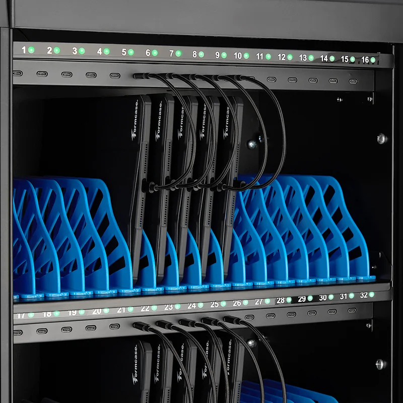 Charging ports with numbered status LEDs